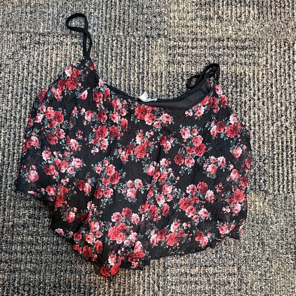 Charlotte Russe Medium Floral crop top with spaghetti straps